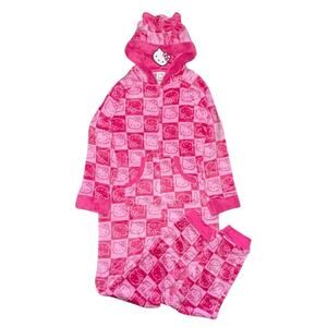 Hello Kitty Women's One Piece Pajamas Fleece Jumpsuit Sleepwear Size Small NWT